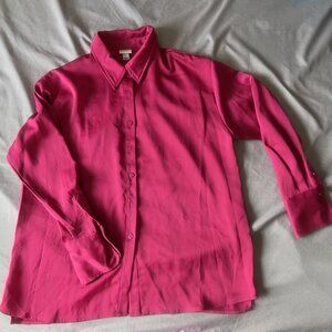 Women’s Satin Blouse — Vibrant Pink Size M